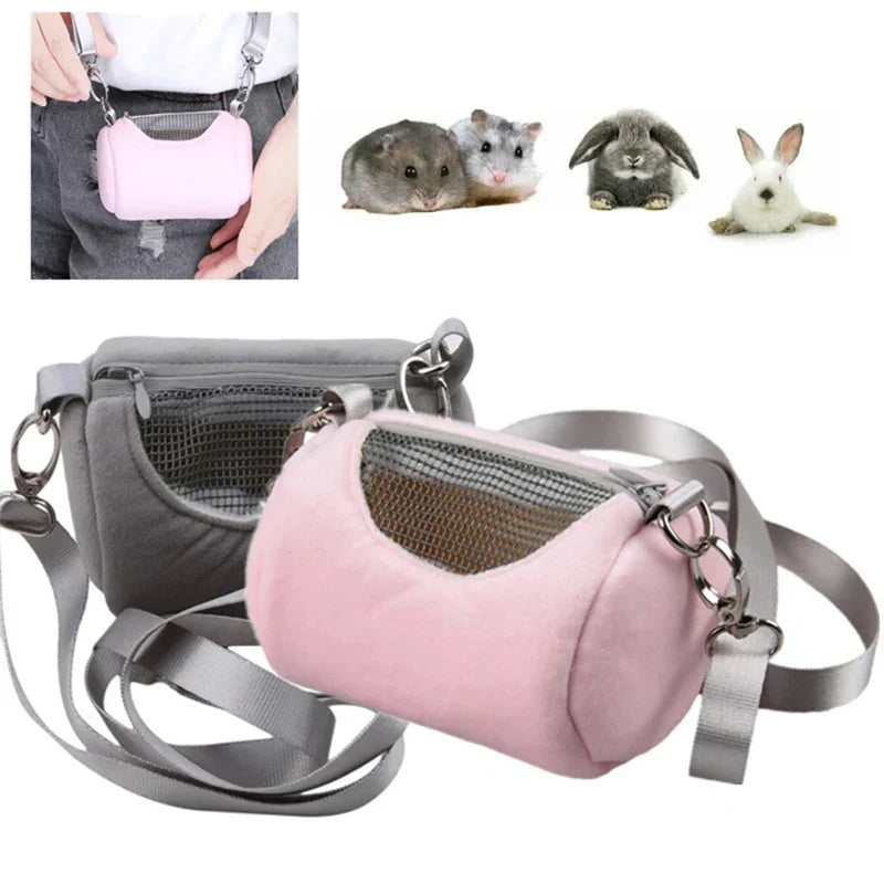 Gaiola Portátil para Animais de Estimação, Acessórios de Corpo Cruzado, Design de Cilindro, Macia e Prática para Viagem - Ideal para Hamsters, Esquilos e Outros Pequenos Pets