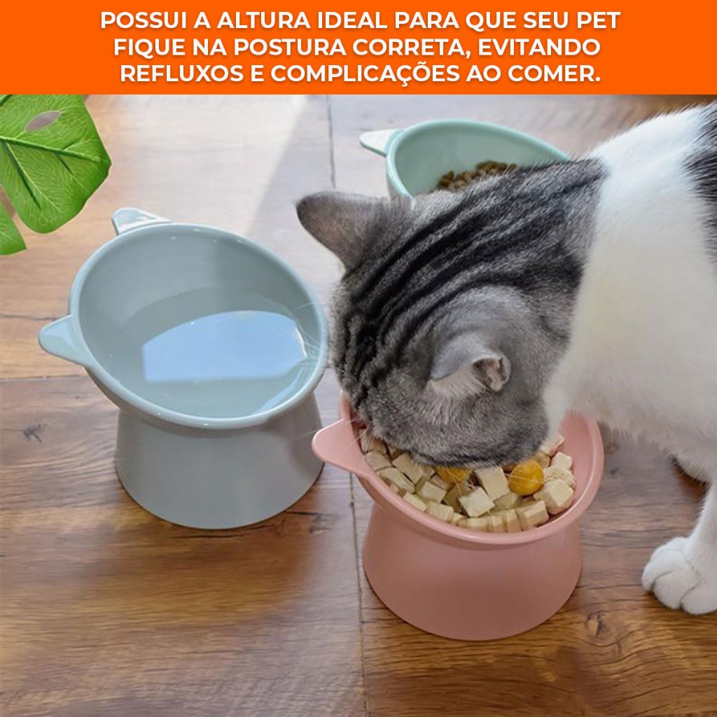 Kit 3 Comedouro Bebedouro Elevado Anti Engasgo Pet Gato