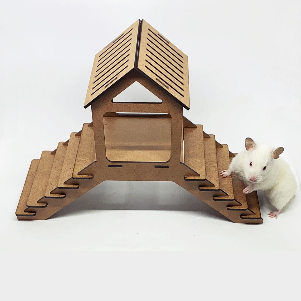 Casinha De Brinquedo Para Hamster e Gerbil com escadinha
