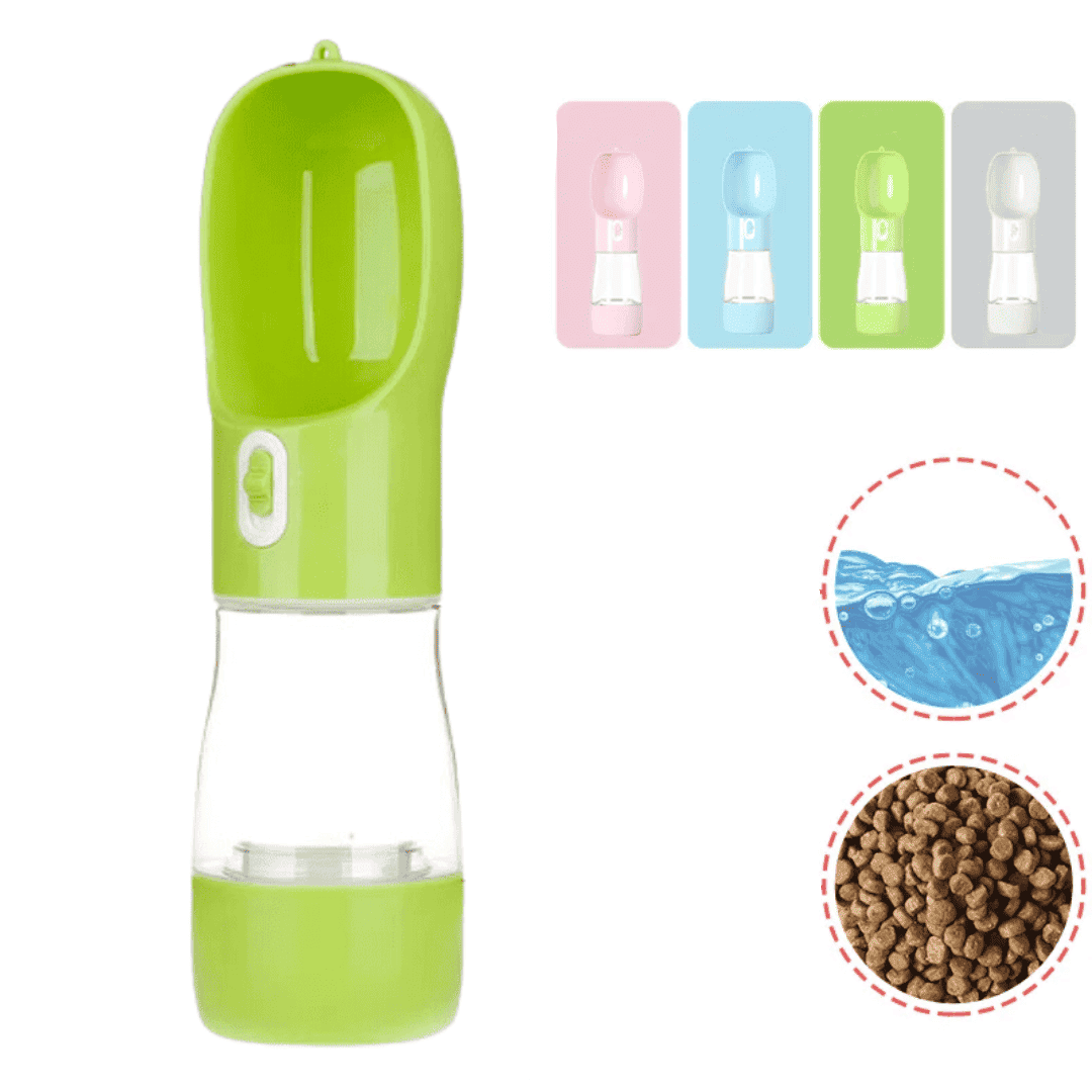 Garrafa de água portátil para pets 2 em 1