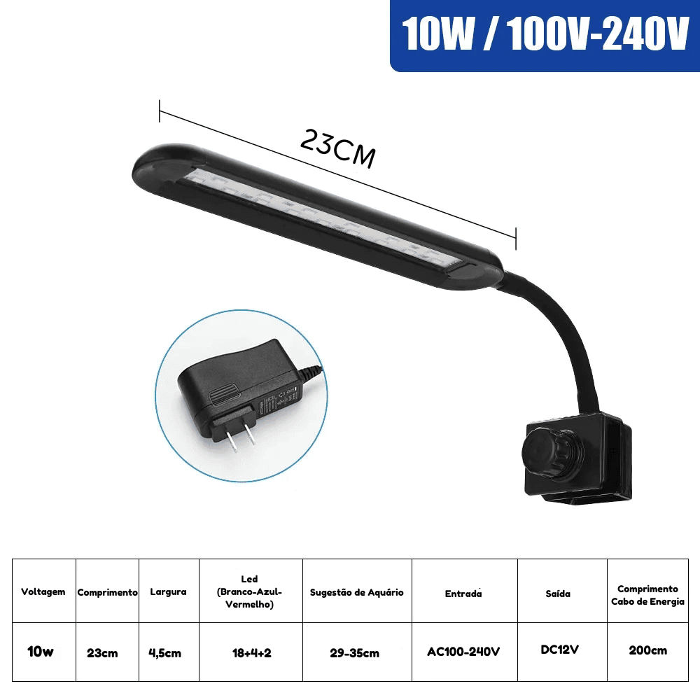Luminária LED Flexível para Aquário