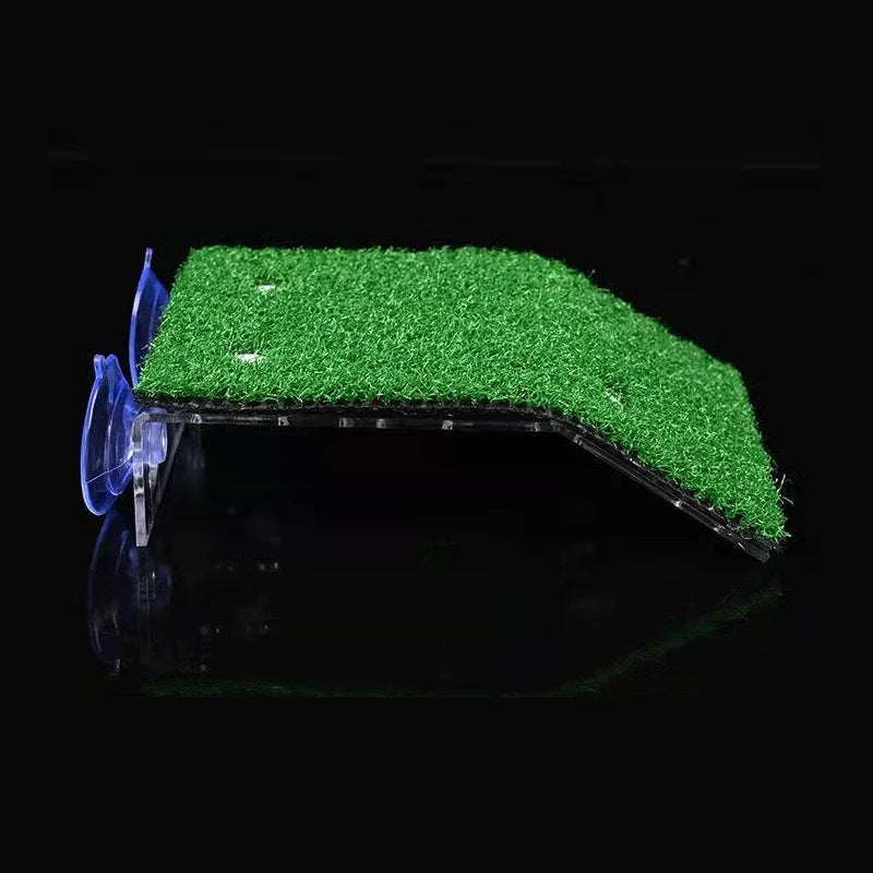Plataforma Flutuante para Tartarugas - Rampa de Grama e Musgo, Ilha Decorativa para Aquários e Habitat de Répteis