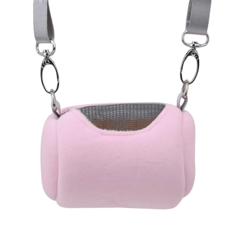 Gaiola Portátil para Animais de Estimação, Acessórios de Corpo Cruzado, Design de Cilindro, Macia e Prática para Viagem - Ideal para Hamsters, Esquilos e Outros Pequenos Pets