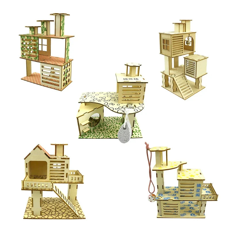 Casinha de Madeira para Hamster e Pequenos Animais