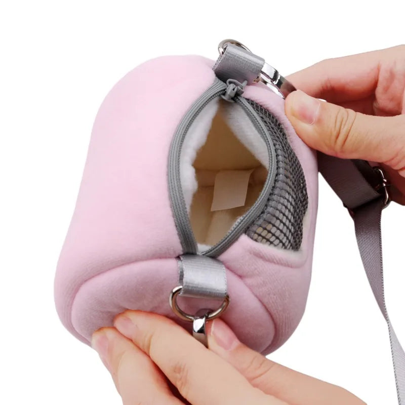 Gaiola Portátil para Animais de Estimação, Acessórios de Corpo Cruzado, Design de Cilindro, Macia e Prática para Viagem - Ideal para Hamsters, Esquilos e Outros Pequenos Pets