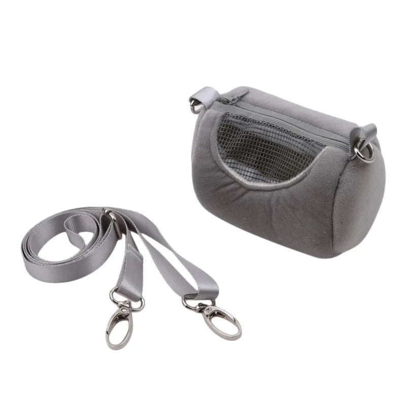 Gaiola Portátil para Animais de Estimação, Acessórios de Corpo Cruzado, Design de Cilindro, Macia e Prática para Viagem - Ideal para Hamsters, Esquilos e Outros Pequenos Pets