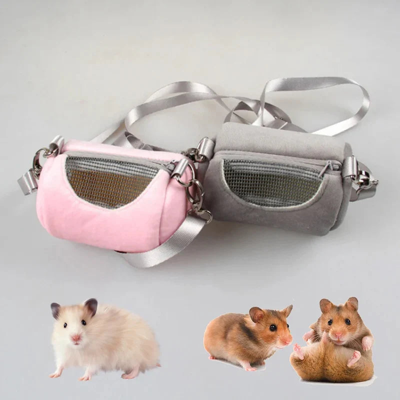 Gaiola Portátil para Animais de Estimação, Acessórios de Corpo Cruzado, Design de Cilindro, Macia e Prática para Viagem - Ideal para Hamsters, Esquilos e Outros Pequenos Pets
