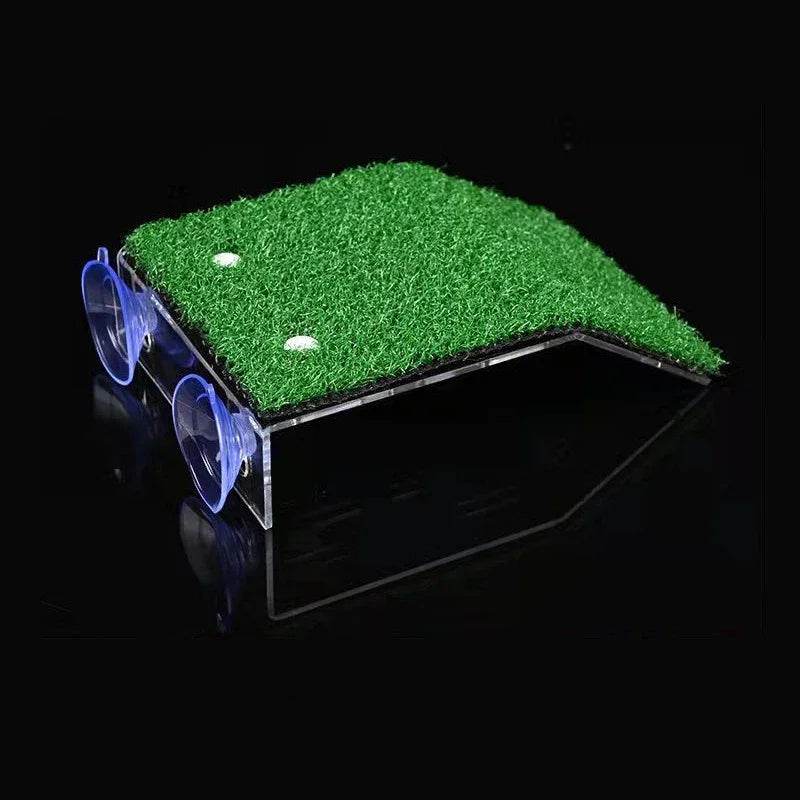 Plataforma Flutuante para Tartarugas - Rampa de Grama e Musgo, Ilha Decorativa para Aquários e Habitat de Répteis