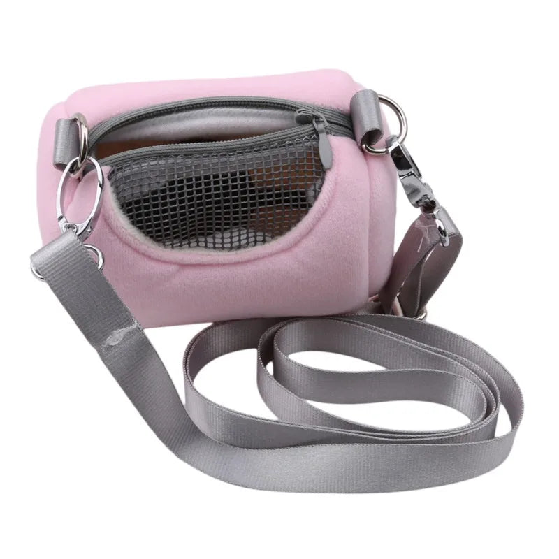 Gaiola Portátil para Animais de Estimação, Acessórios de Corpo Cruzado, Design de Cilindro, Macia e Prática para Viagem - Ideal para Hamsters, Esquilos e Outros Pequenos Pets