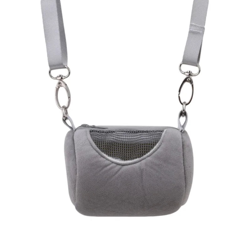 Gaiola Portátil para Animais de Estimação, Acessórios de Corpo Cruzado, Design de Cilindro, Macia e Prática para Viagem - Ideal para Hamsters, Esquilos e Outros Pequenos Pets