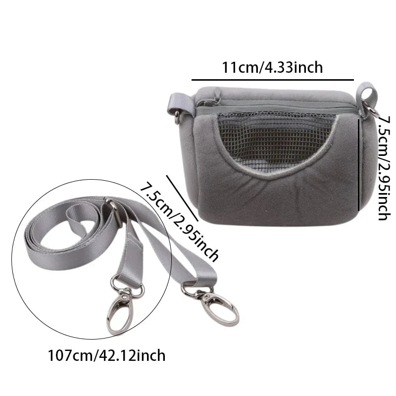 Gaiola Portátil para Animais de Estimação, Acessórios de Corpo Cruzado, Design de Cilindro, Macia e Prática para Viagem - Ideal para Hamsters, Esquilos e Outros Pequenos Pets