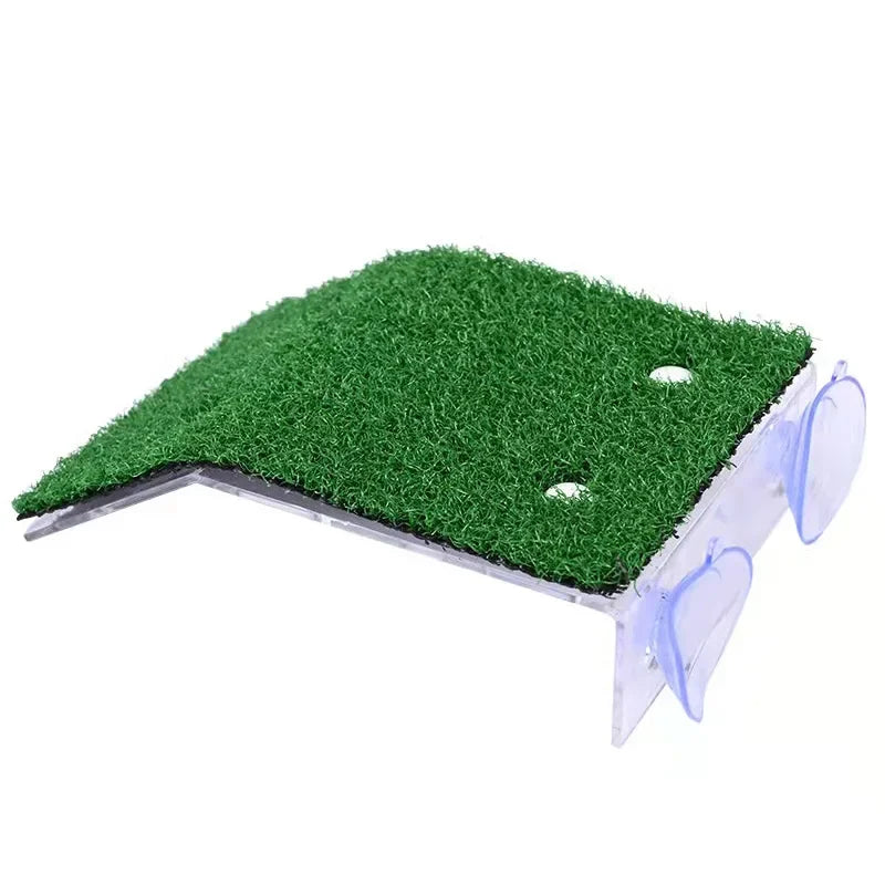 Plataforma Flutuante para Tartarugas - Rampa de Grama e Musgo, Ilha Decorativa para Aquários e Habitat de Répteis
