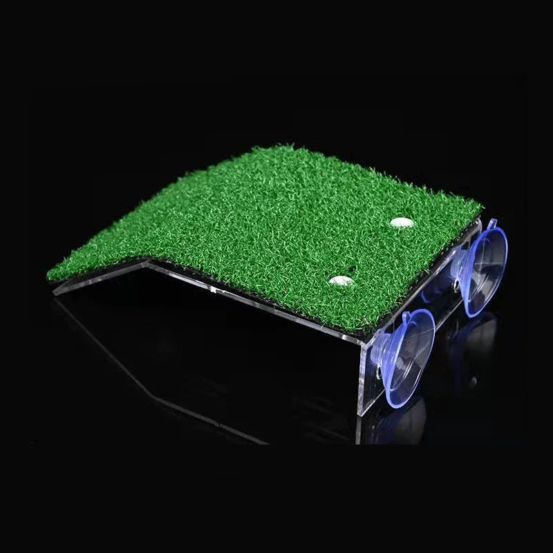 Plataforma Flutuante para Tartarugas - Rampa de Grama e Musgo, Ilha Decorativa para Aquários e Habitat de Répteis