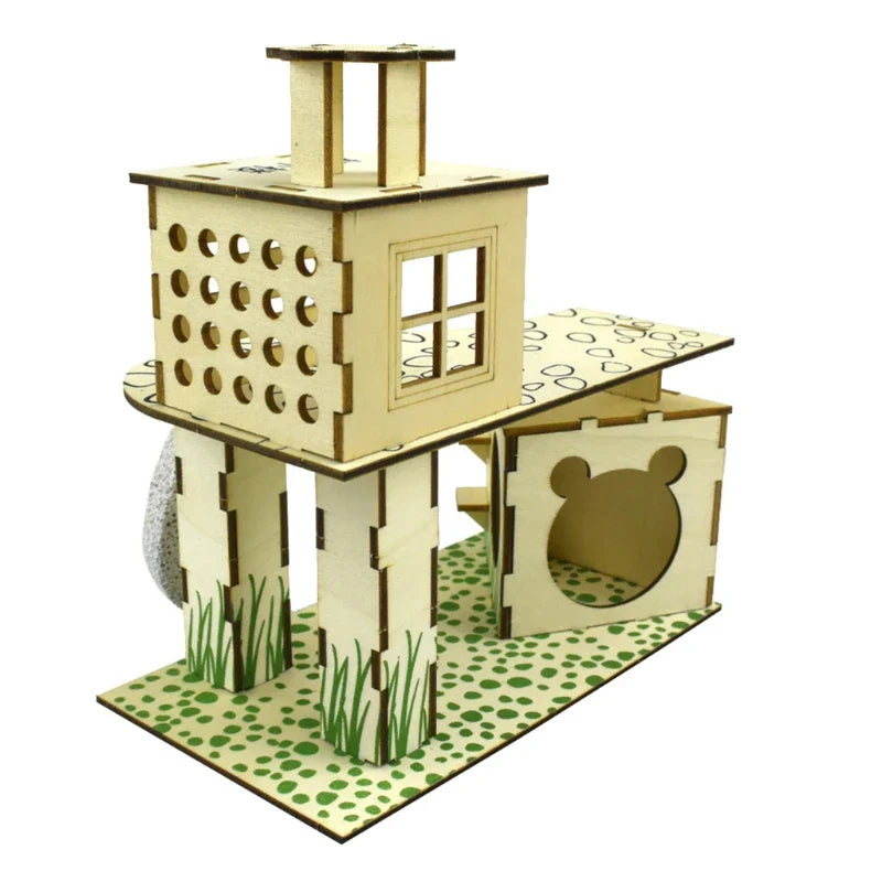 Casinha de Madeira para Hamster e Pequenos Animais