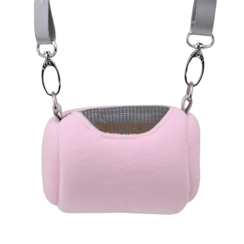 Gaiola Portátil para Animais de Estimação, Acessórios de Corpo Cruzado, Design de Cilindro, Macia e Prática para Viagem - Ideal para Hamsters, Esquilos e Outros Pequenos Pets