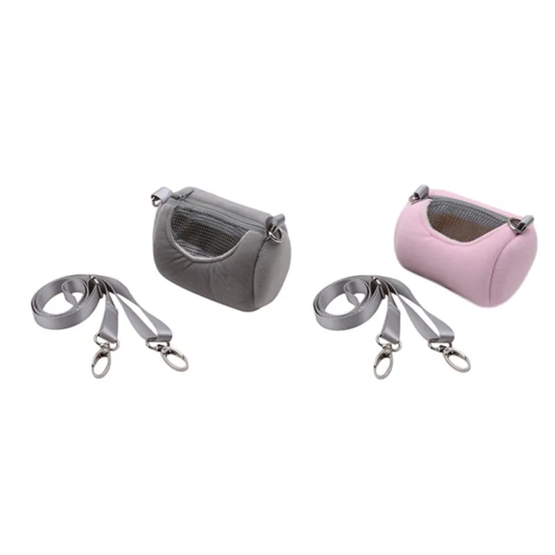 Gaiola Portátil para Animais de Estimação, Acessórios de Corpo Cruzado, Design de Cilindro, Macia e Prática para Viagem - Ideal para Hamsters, Esquilos e Outros Pequenos Pets