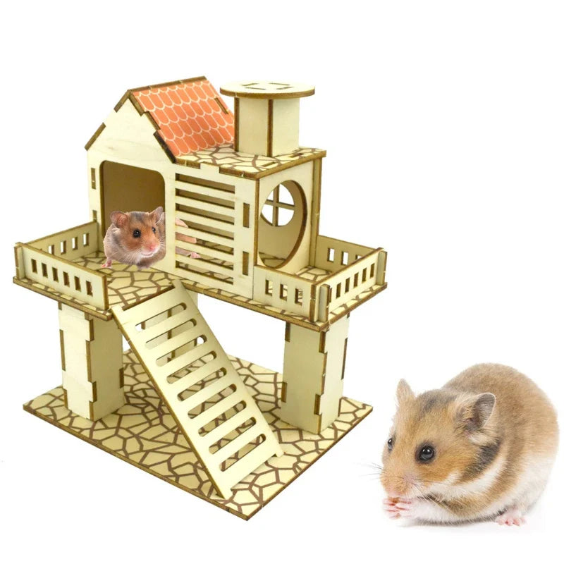 Casinha de Madeira para Hamster e Pequenos Animais