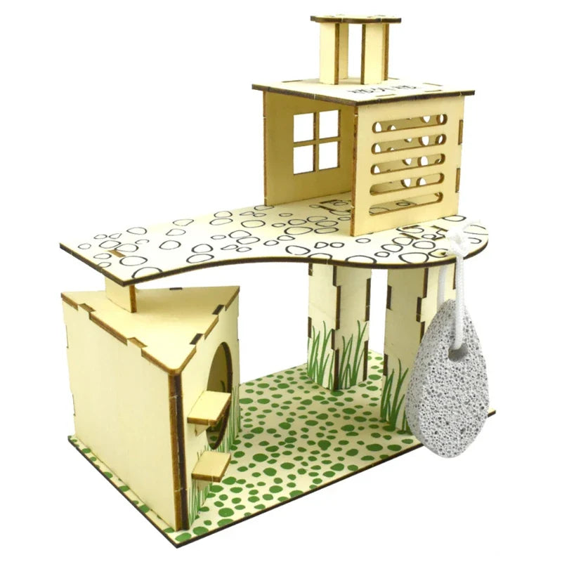Casinha de Madeira para Hamster e Pequenos Animais