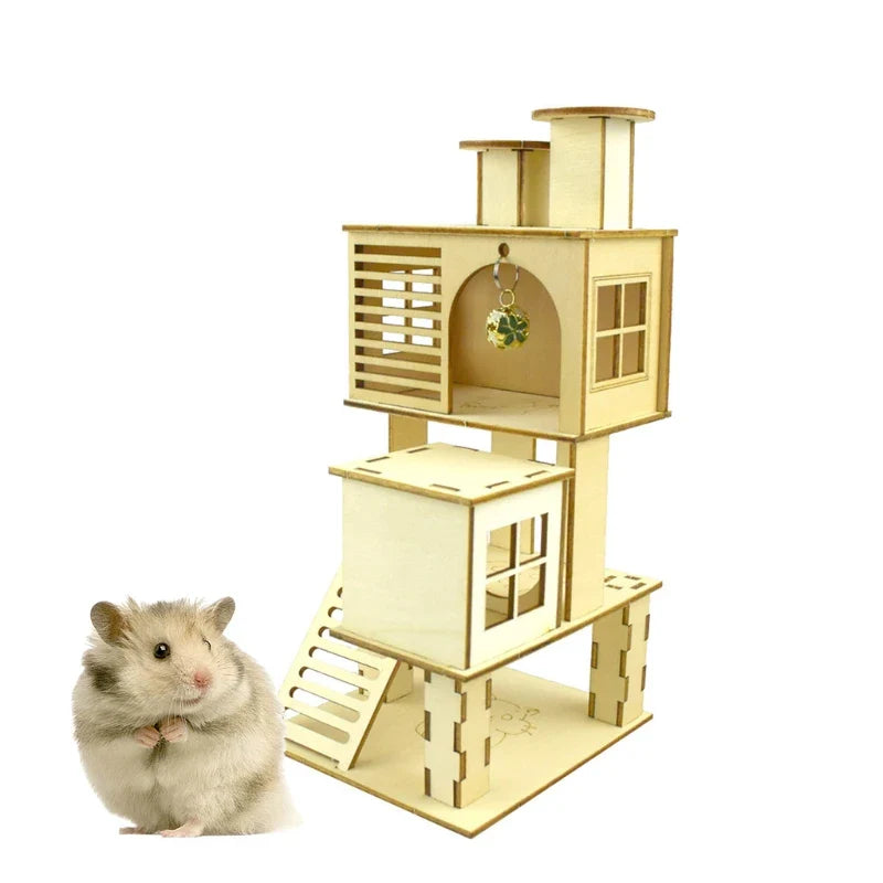 Casinha de Madeira para Hamster e Pequenos Animais