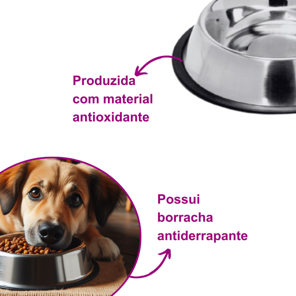 Comedouro e Bebedouro Vasilha Inox para Cães e Gatos - Resistente Mais Vendido -  150ml a 1400ml