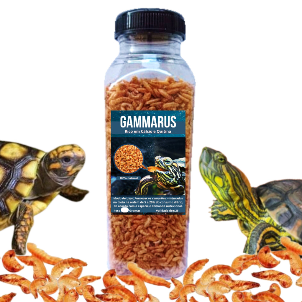 Camarão Gammarus Importado Pote 250ml/30g, 500ml/60g - Tartaruga Jabuti Rico em Cálcio Quitina