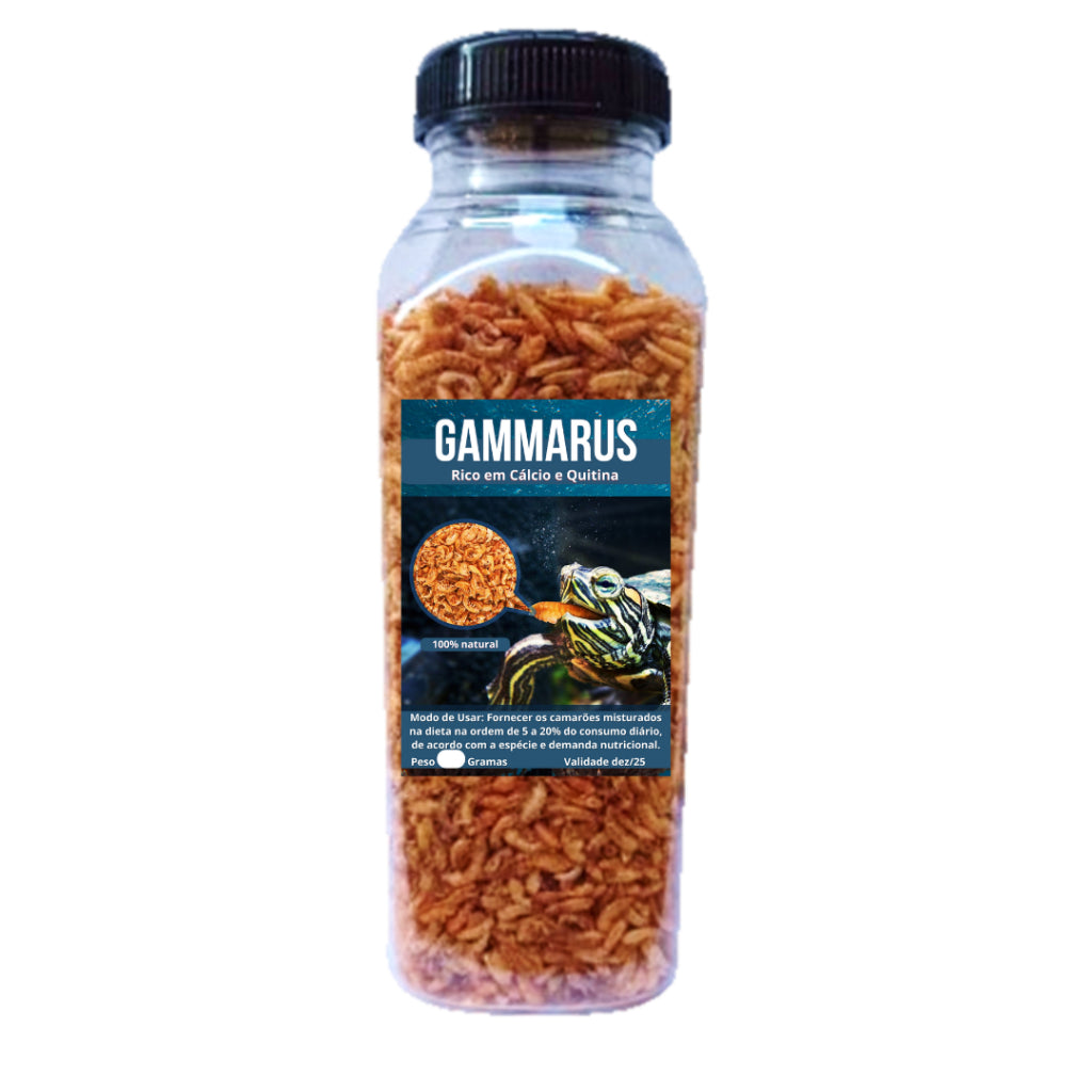 Camarão Gammarus Importado Pote 250ml/30g, 500ml/60g - Tartaruga Jabuti Rico em Cálcio Quitina