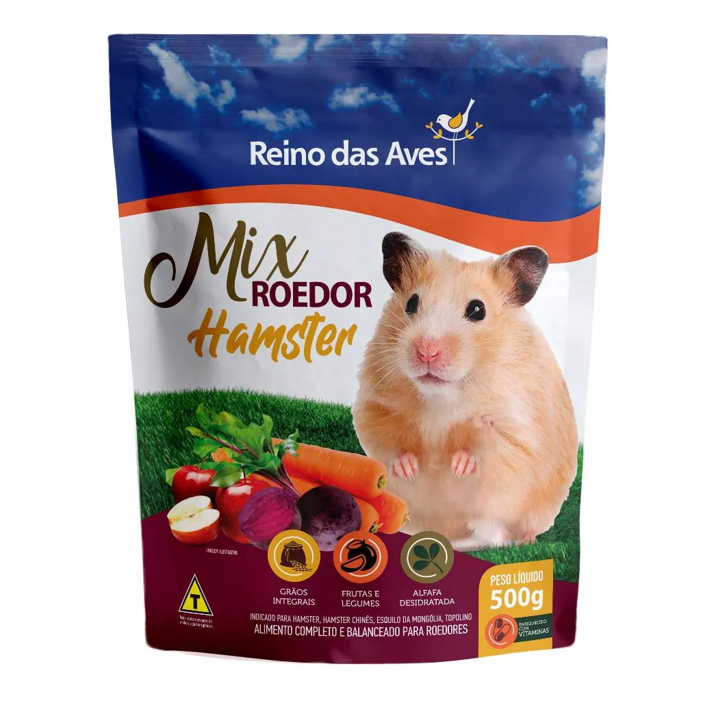 KIT 2 PACOTE DE HAMSTER GOLD MIX 500g - Reino das Aves