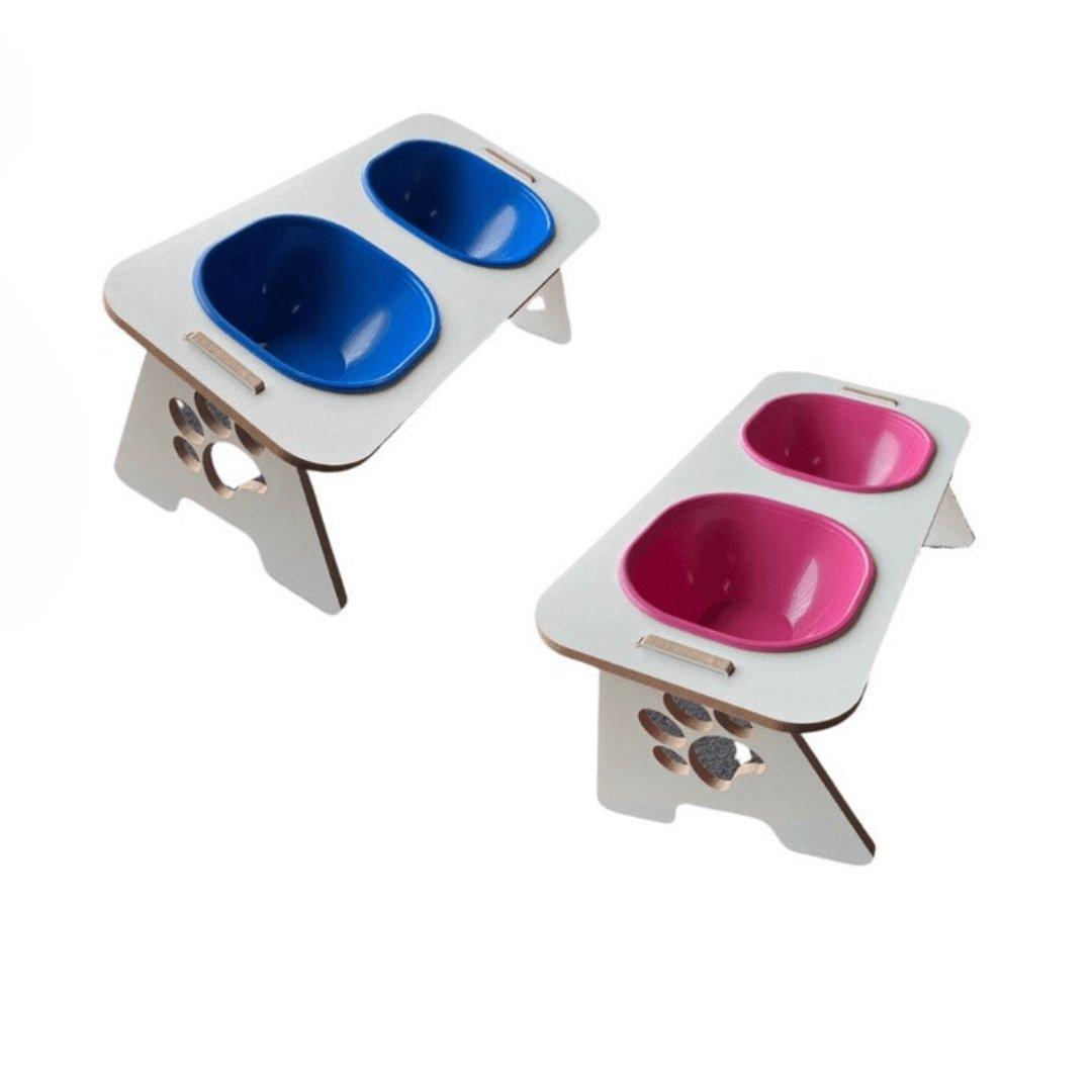 Comedouro Duplo Elevado Para Gatos e Cachorros