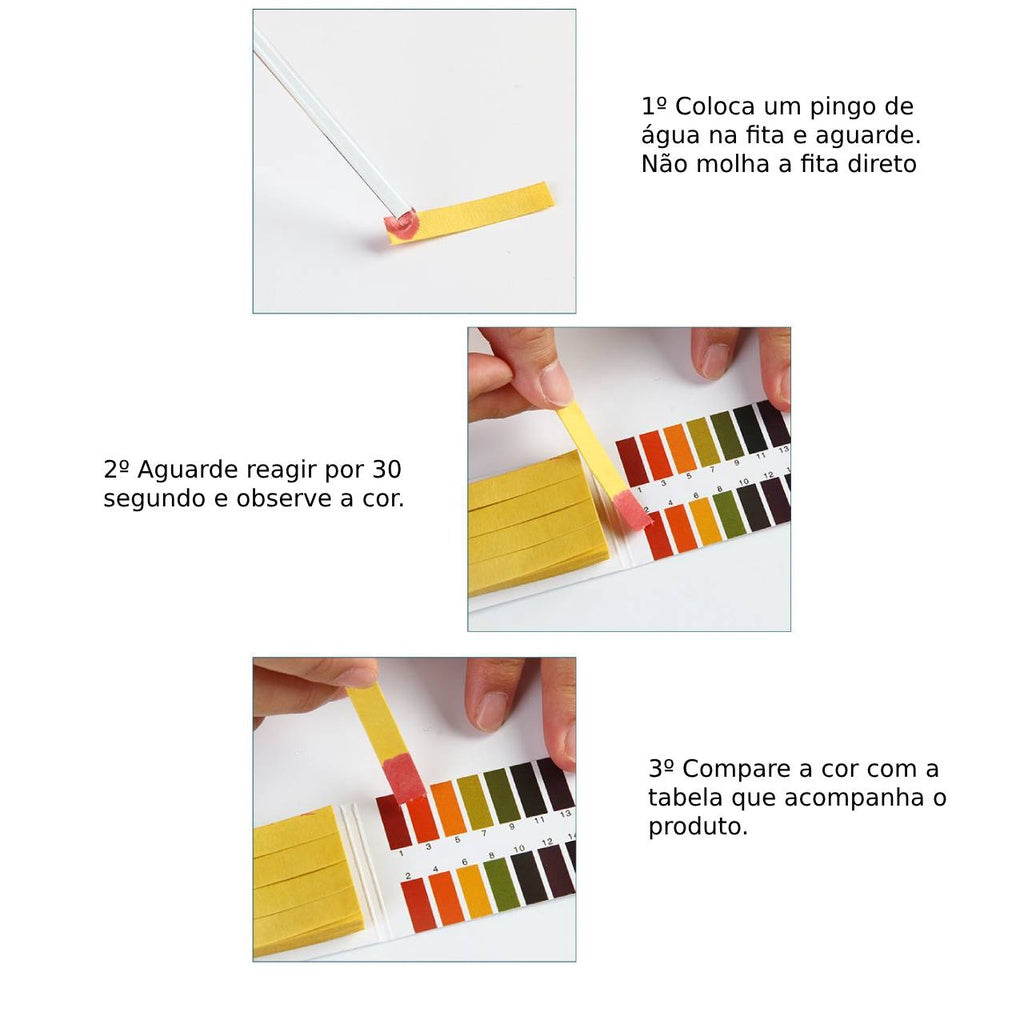 Teste de PH em fitas com precisão (80 testes) Universal medidor para aquário Agua